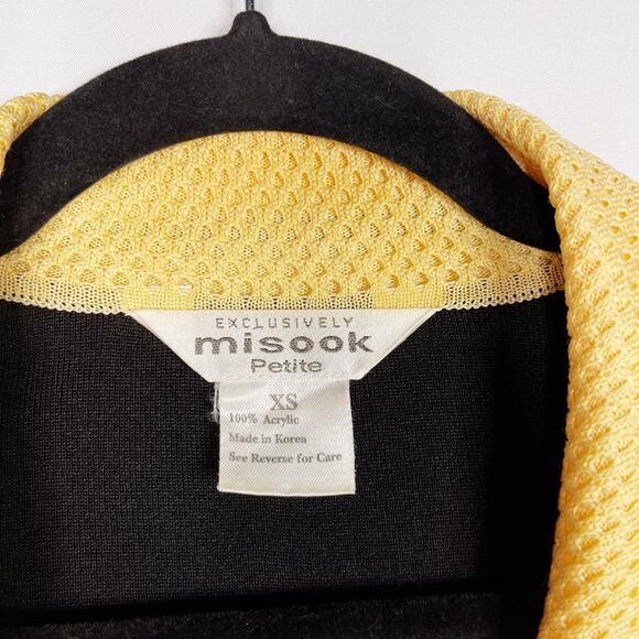 Exclusively Misook XSmall Petite Black Gold Knit Colorblock Cardigan Sweater - Picture 7 of 8